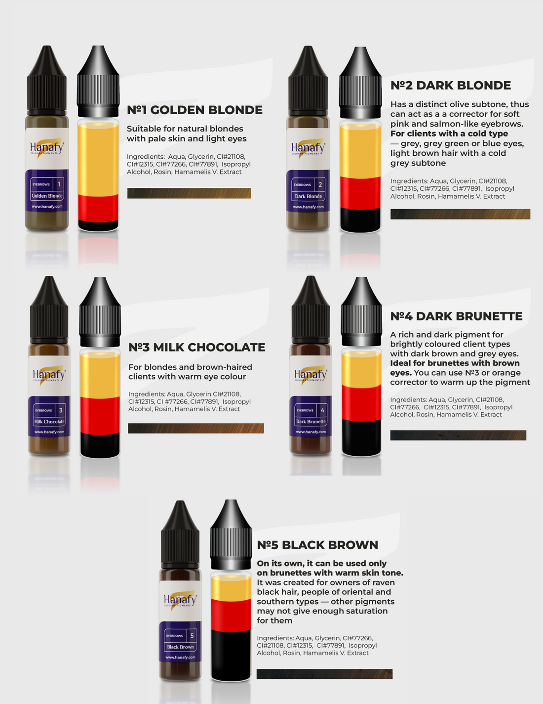 Organic Hybrid Eyebrow Pigment Set (15 mL)